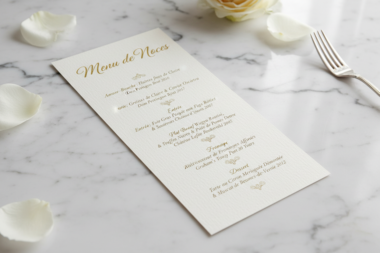 4.25x11 Linen Cardstock Tall Slim Menu