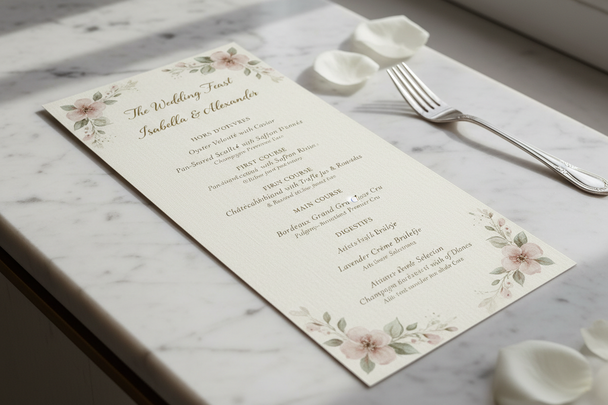 4.75x11 Linen Cardstock Extra Tall Slim Menu