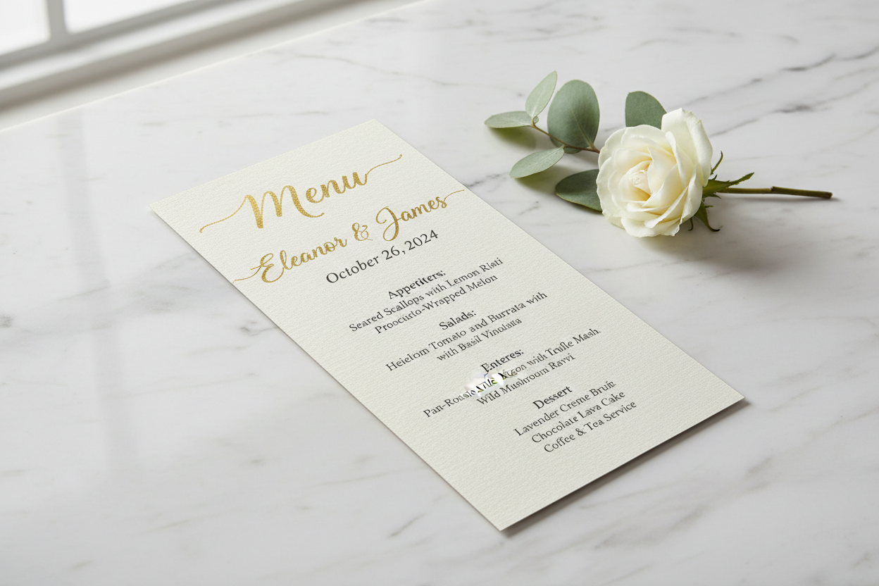 4x9 Linen Cardstock Slim Menu
