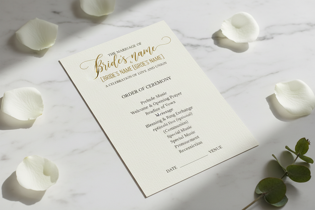 5.5x8.5 Linen Cardstock Wedding Program Horizontal