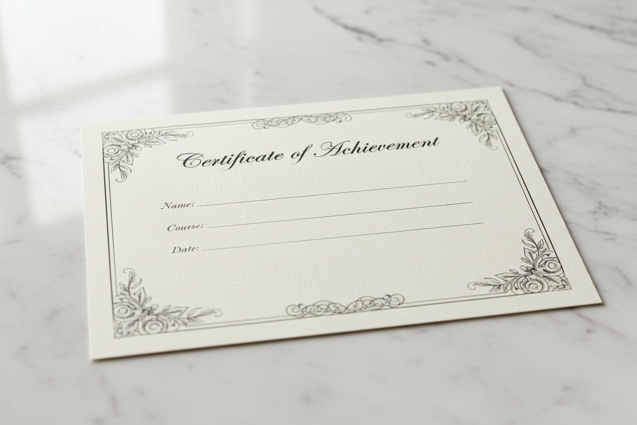 8x10 Linen Cardstock Certificate Clean