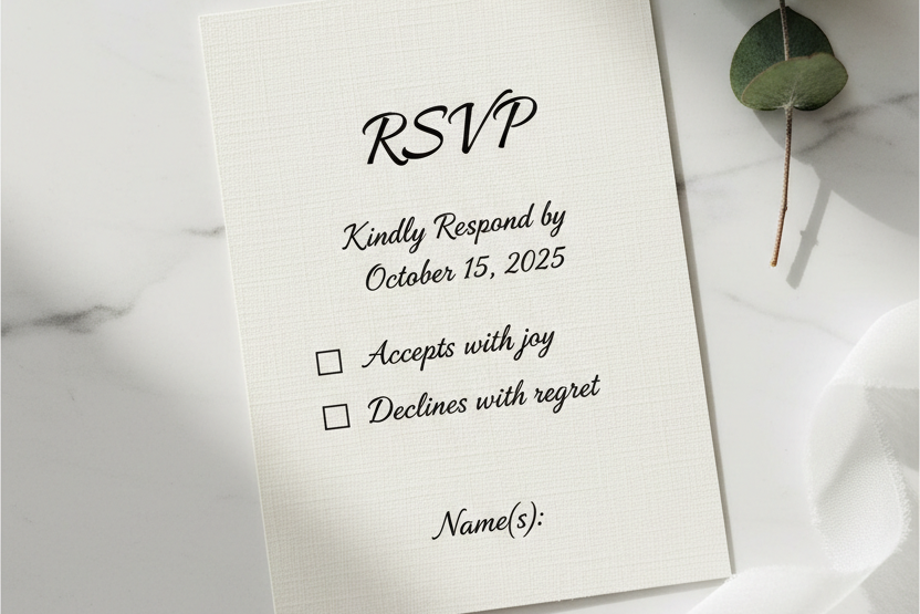 A2 Linen Cardstock RSVP Card