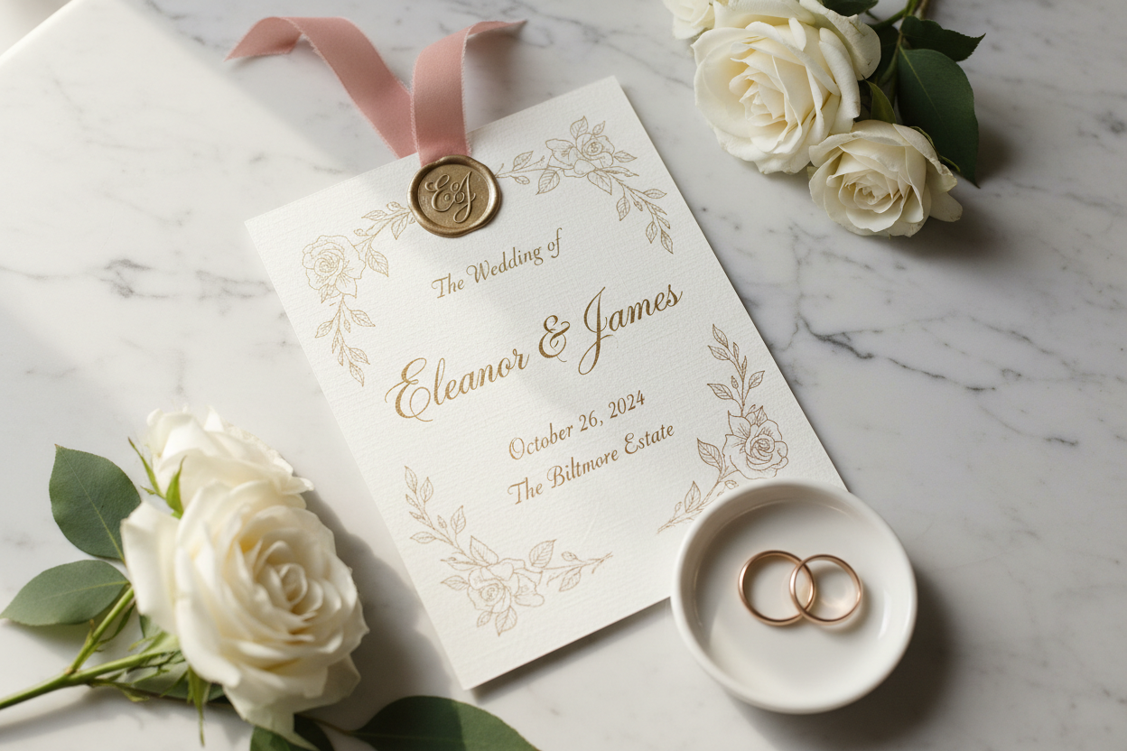 Wedding Invitation on Linen Cardstock